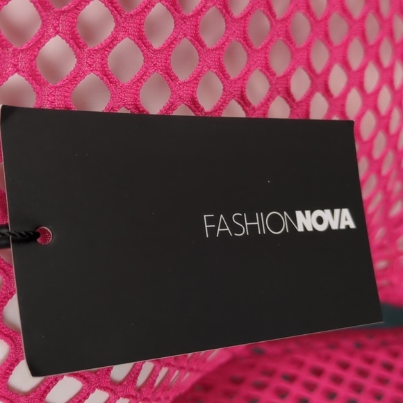 Fashion Nova Beach What Fishnet Cover Up Dress, Hot Barbie Pink - Picture 5 of 7